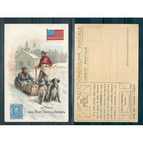 CARTOLINA ACHILLE BRIOSCHI LYSOFORM LA POSTA NEGLI STATI UNITI D'AMERICA MF40891