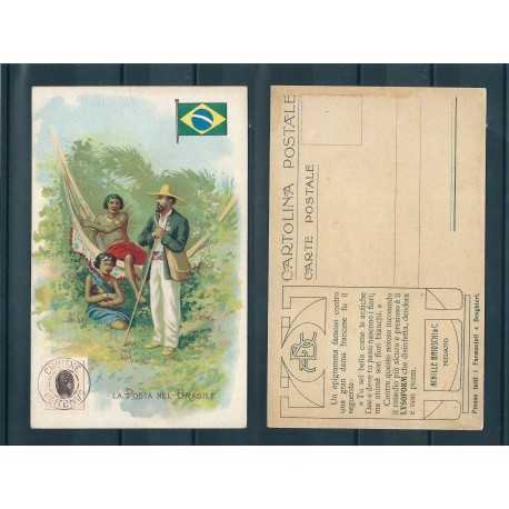 CARTOLINA PUBBLICITARIA ACHILLE BRIOSCHI LYSOFORM LA POSTA IN BRASILE MF40916