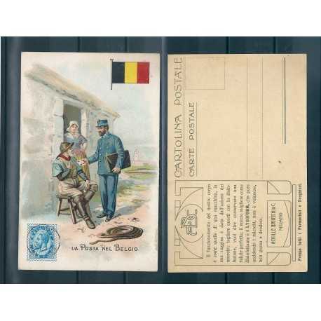 CARTOLINA PUBBLICITARIA ACHILLE BRIOSCHI LYSOFORM LA POSTA NEL BELGIO MF40913