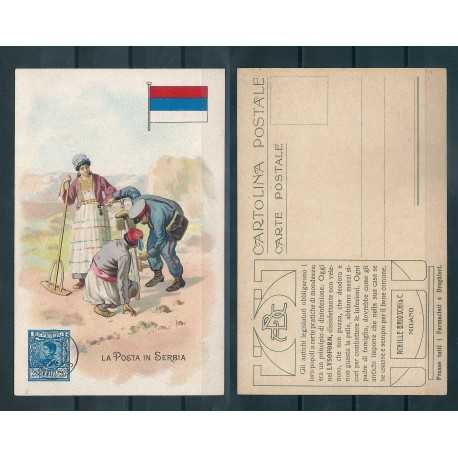CARTOLINA PUBBLICITARIA ACHILLE BRIOSCHI LYSOFORM LA POSTA IN SERBIA MF40897