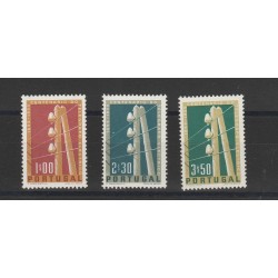 1955 PORTOGALLO PORTUGAL CENTENARIO SERVIZIO TELEGRAFICO 3 V MLH MF51602