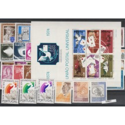 1974 PORTOGALLO PORTUGAL ANNATA COMPLETA 44 VALORI - 1 BF NUOVI MF50861