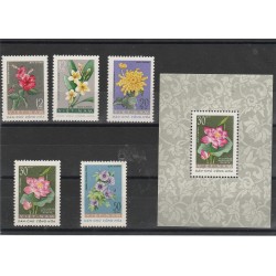 1962 VIETNAM DEL NORD FIORI DIVERSI 5 VAL 1 BF MNH MF51828