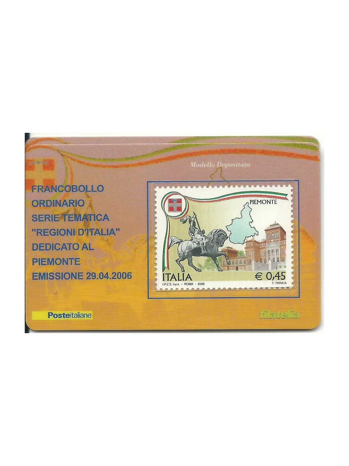 2006 TESSERA FILATELICA REGIONI D'ITALIA - IL PIEMONTE MF25962