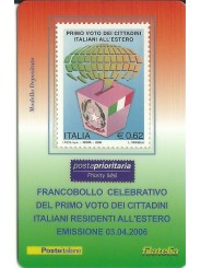 2006 TESSERA FILATELICA PRIMO VOTO CITTADINI ITALIANI ALL'ESTERO MF25966