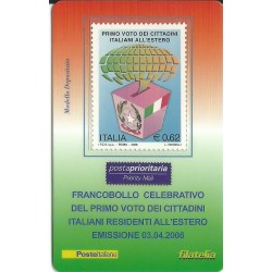2006 TESSERA FILATELICA PRIMO VOTO CITTADINI ITALIANI ALL'ESTERO MF25966