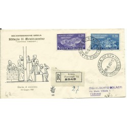 1951 FDC VENETIA ITALIA N. 100 MONTECASSINO VIAGGIATA RACCOMANDATA MF26003