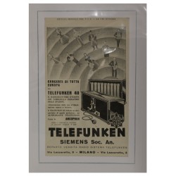 1923 TELEFUNKEN SIEMENS SOC. AN. RADIO PUBBLICITA' D'EPOCA - ORIGINALE -