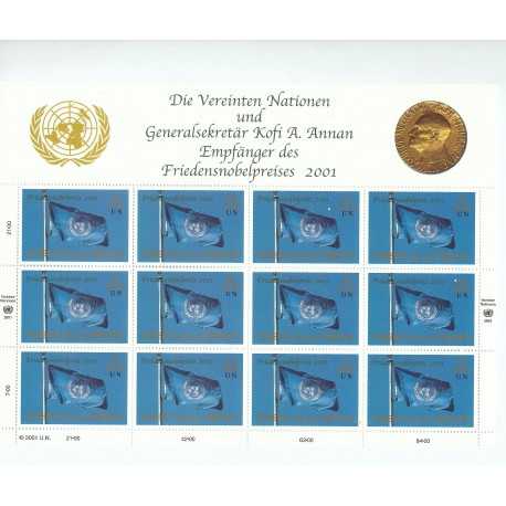 2001 ONU O.N.U. VIENNA PREMIO NOBEL PER LA PACE KOFI A. ANNAN MINIFOGLIO 1 MF MNH MF26094