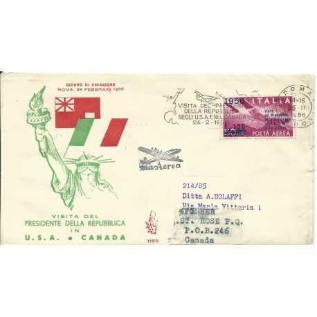 1956 FDC VENETIA N. 115/IT ITALIA VISTITA PRESIDENTE USA - CANADA NON VIAGGIATA MF26661