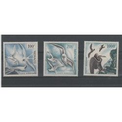 1957 MONACO POSTA AEREA UCCELLI DENT 13 - 3 VAL MNH MF52856