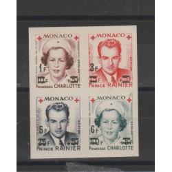 1949 MONACO PRO CROCE ROSSA SOPRASTAMPATA QUARTINA ND MLH MF52910