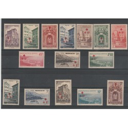 1940 MONACO SERIE PRO CROCE ROSSA 15 VALORI NUOVI MNH MF52848