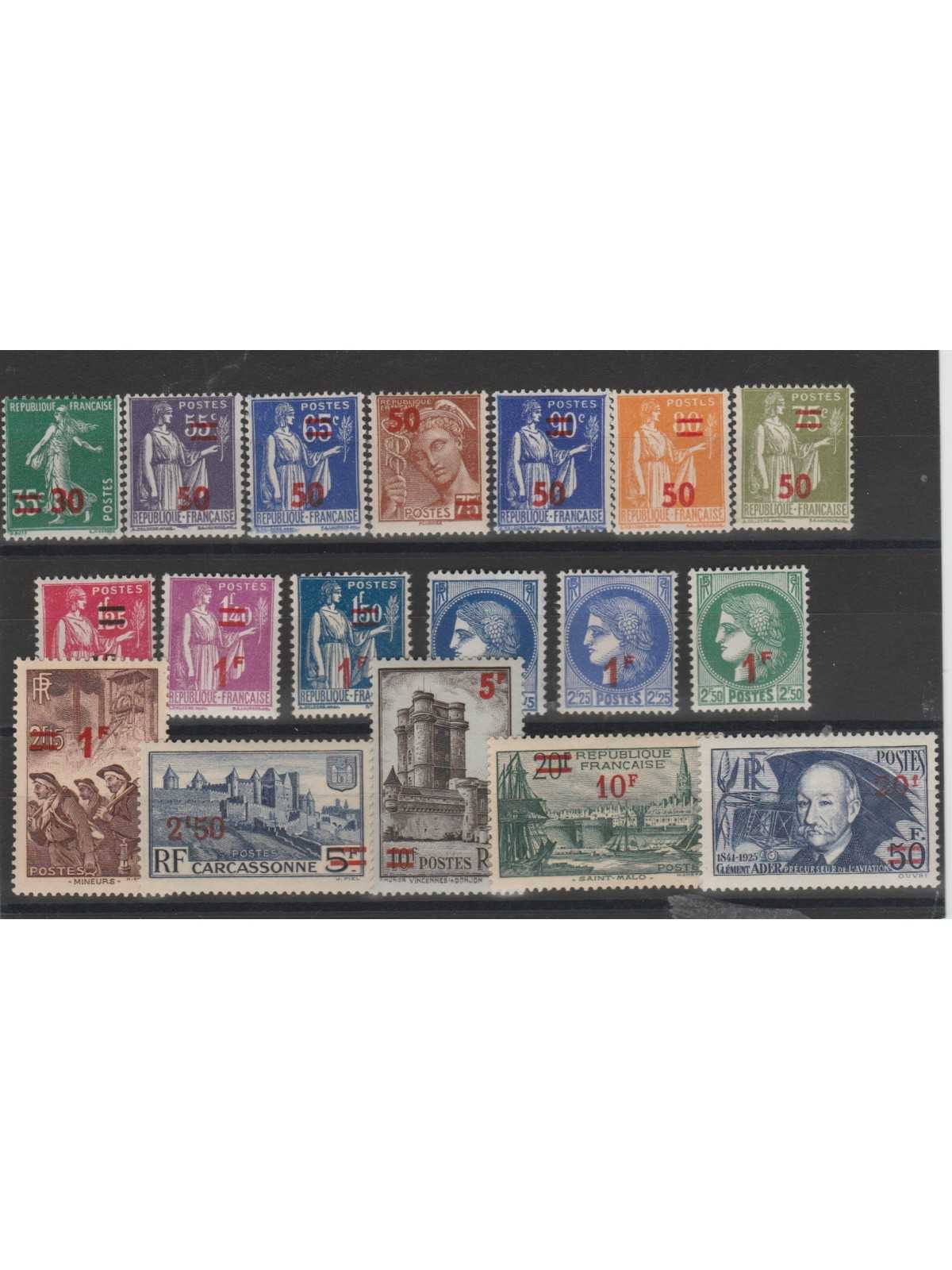 1940-41 FRANCIA FRANCE SOPRASTAMPATI UNIF N 476 /496 - 18 VAL MNH MF52897