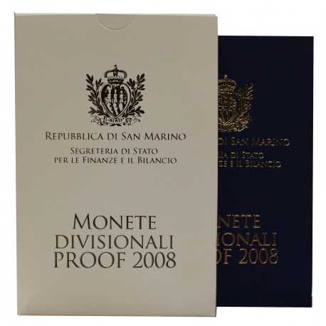 2008 SAN MARINO DIVISIONALE EURO 8 MONETE PROOF IN CONFEZIONE MF26780