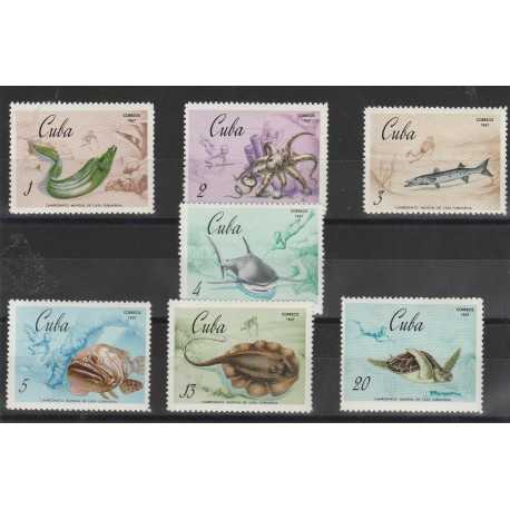 CUBA 1967 mondiali di pesca 7 V MNH MF53264