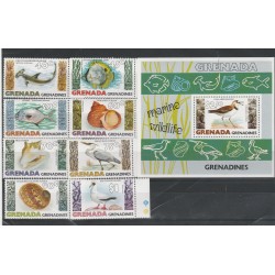 GRENADA- GRENADINE 1979 FAUNA ELIZABETH II 8 VAL MNH MF53707