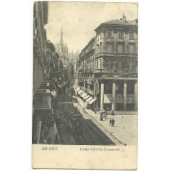 CARTOLINA LOMBARDIA MILANO CORSO VITTORIO EMANUELE TRAM VIAGGIATA MF27371