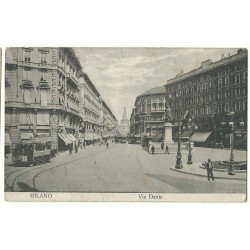 CARTOLINA LOMBARDIA MILANO VIA DANTE TRAM VIAGGIATA MF27328