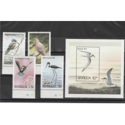 ANTIGUA 1980 FAUNA UCCELLLI 4 VAL + BF MNH MF53894