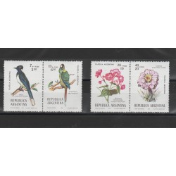 1976 ARGENTINA UCCELLI - FIORI 4 VAL MNH MF53901