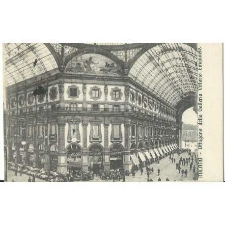 CARTOLINA LOMBARDIA MILANO OTTAGONO GALLERIA VITTORIO EMANUELE CAFFE BIFFII VIAGGIATA MF27335