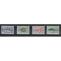 S PIERRE ET MIQUELON 1972 FAUNA PESCI 4 V MNH MF 53961