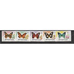 ST VINCENT 1978 FAUNA FARFALLE 5 V MNH MF53936