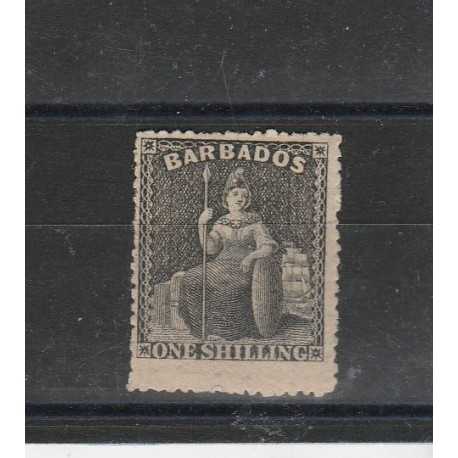 BARBADOS 1861 BRITANNIA FIL STELLA GRANDE 1 VAL MLH MF53981