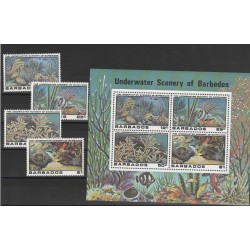 BARBADOS 1980 PESCI FISH 4 V + BF MNH MF54180