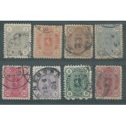 1875 FINLANDIA STEMMA E CIFRA NEI 4 ANGOLI UNIF N° 13/20 - 8 V USATI MF51049