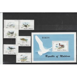 MALDIVES 1980 FAUNA UCCELLI 6 VAL + BF MNH MF54215