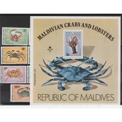 MALDIVES 1978 FAUNA GRANCHI 7 VAL + BF MNH MF54232
