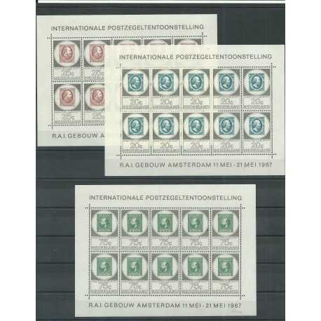 1967 OLANDA NEDERLAND AMPHILEX 1967 3 MINIFOGLI DA 10 VALORI MNH MF27436