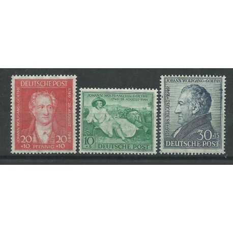 1949 GERMANIA OCCUPAZIONI BIZONA BICENTENARIO GOETHE 3 V MNH MF27450