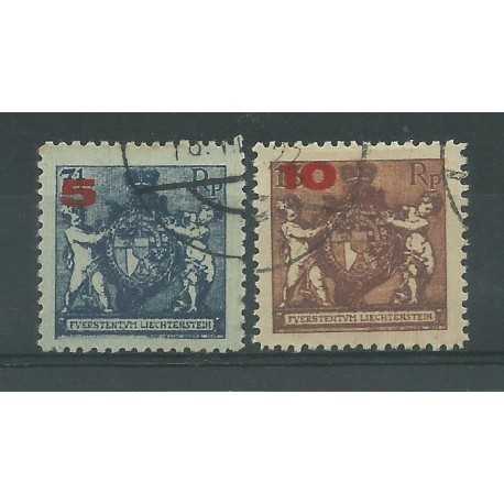 1924 LIECHTENSTEIN STEMMI SOVRANI 2 VAL USATI UNIF. n. 61B/62B MF27486