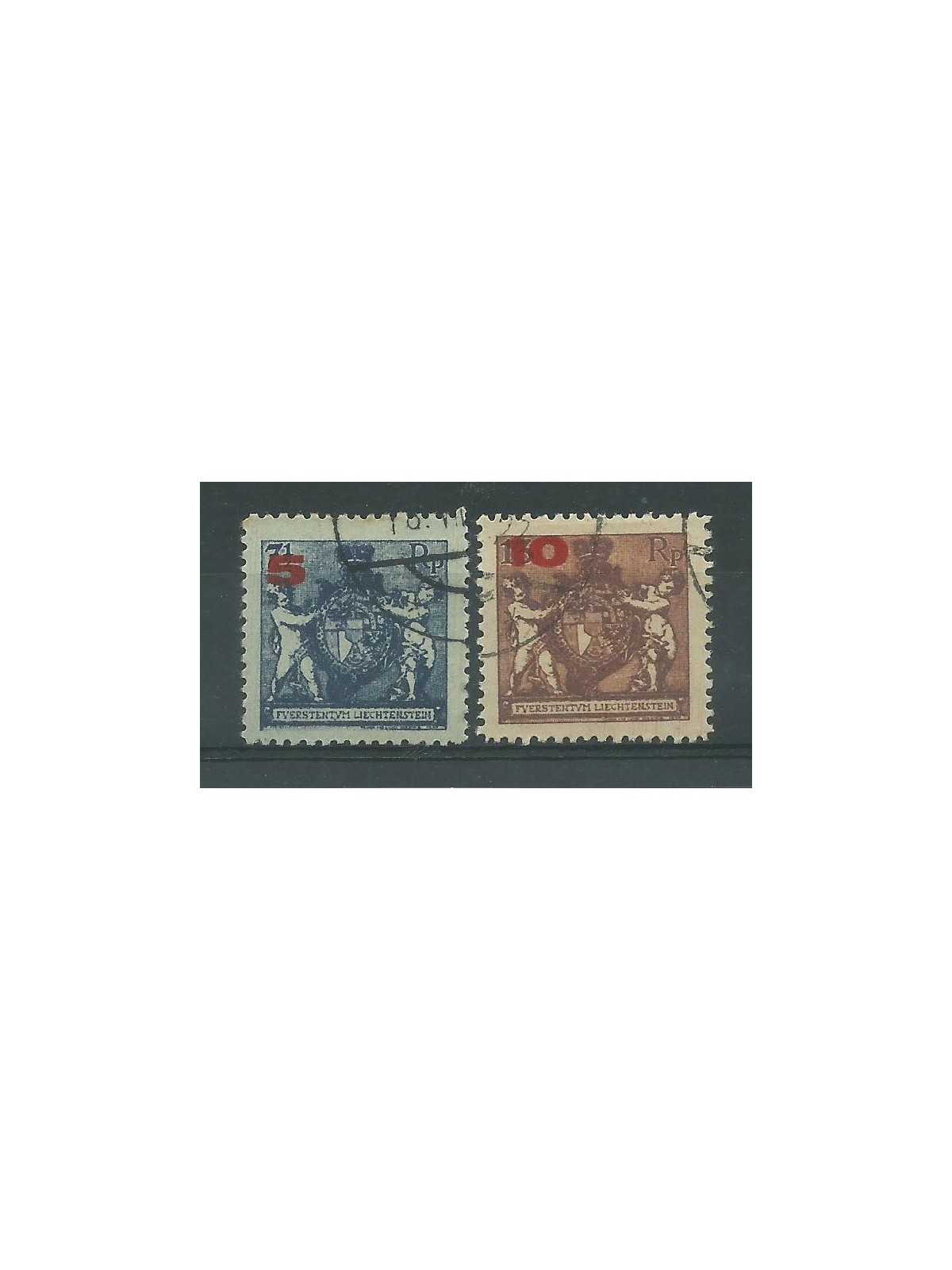 1924 LIECHTENSTEIN STEMMI SOVRANI 2 VAL USATI UNIF. n. 61B/62B MF27486