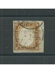 1862 REGNO ITALIA EFFIGIE VITT EMANUELE II 10 C BRUNO n. 1C USATO DIENA MF27499