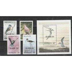 BARBUDA 1980 FAUNA UCCELLI 4 VAL + BF MNH MF54090