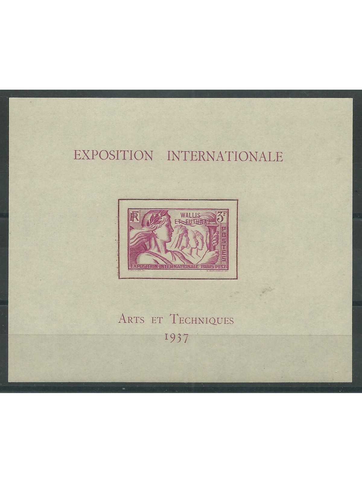 ISLE WALLIS ET FUTUNA 1937 EXPO ARTE E TECNICA 1 BF MNH YV n. 1 MF27588