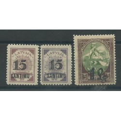 1927 LETTONIA LATVIJA SOPRASTAMPATI 3 VAL MLH MF16906