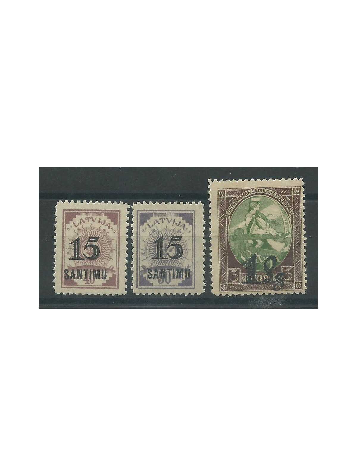 1927 LETTONIA LATVIJA SOPRASTAMPATI 3 VAL MLH MF16906