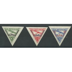 1932 LETTONIA LATVIJA AEREO SU RIGA SOPRASTAMPATO 3 VAL MNH MF27665