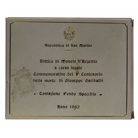1982 SAN MARINO CENTENARIO MORTE GIUSEPPE GARIBALDI DITTICO ARGENTO FDC MF20561