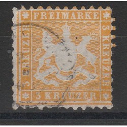 1860 GERMANIA ANTICHI STATI WURTTEMBERG STEMMA 3 KR DENT 10 USATO MF54652