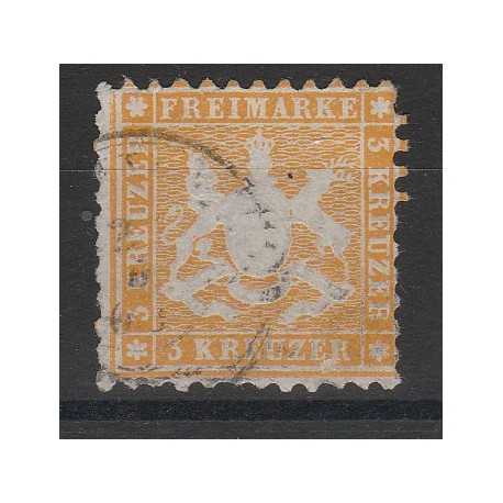 1860 GERMANIA ANTICHI STATI WURTTEMBERG STEMMA 3 KR DENT 10 USATO MF54652