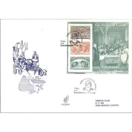 1992 FDC VENETIA N 754 SPAGNA CRISTOFORO COLOMBO BF 6 BUSTE VIAGGIATE MF27841