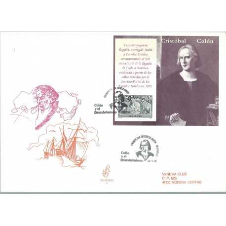 1992 FDC VENETIA N 754 SPAGNA CRISTOFORO COLOMBO BF 6 BUSTE VIAGGIATE MF27841