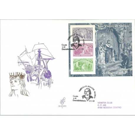 1992 FDC VENETIA N 754 SPAGNA CRISTOFORO COLOMBO BF 6 BUSTE VIAGGIATE MF27841