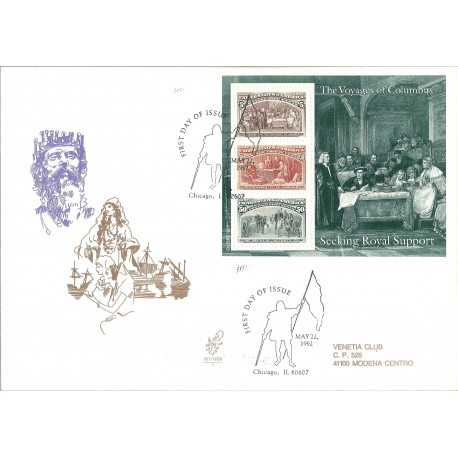 1992 FDC VENETIA N 754 STATI UNITI USA CRISTOFORO COLOMBO BF 6 BUSTE VIAGGIATE MF27838